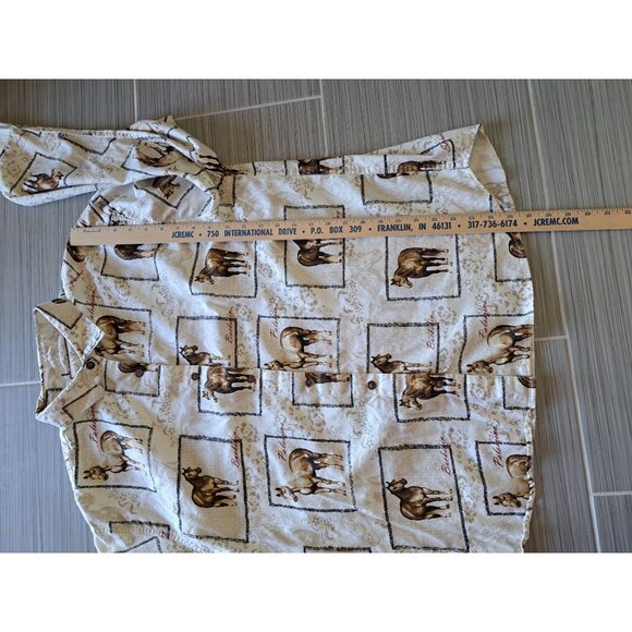 Bit & Bridle Western Horse Button-Down Shirt XL Equestrian Blouse Tan Women's - Picture 9 of 10